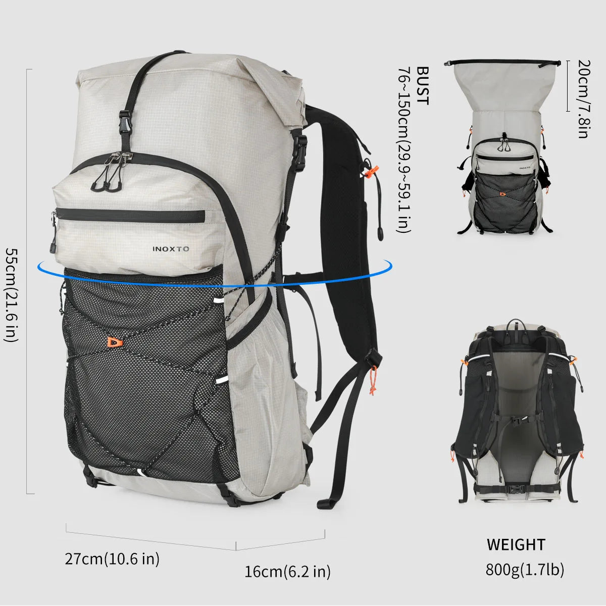 Hiking Backpack for Men and Women, 30L Waterproof Camping Backpack with Rain Cover, Lightweight Outdoor Sport Travel Daypack Ruc