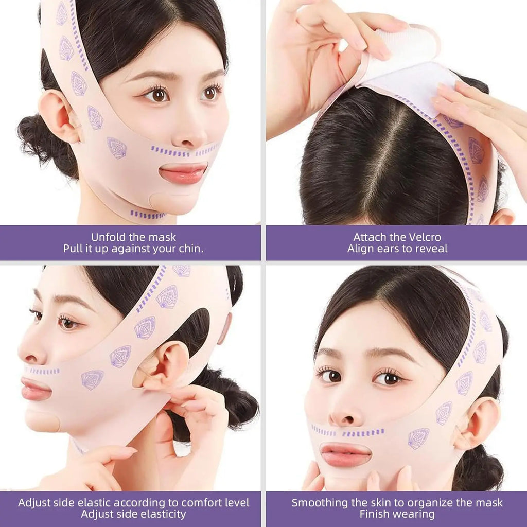 3-Piece Face Sculpting Mask&Face Massage Roller&Gua Sha Tool,Reusable AdjustableV-shaped Face Bandage,Portable Body Massage Tool