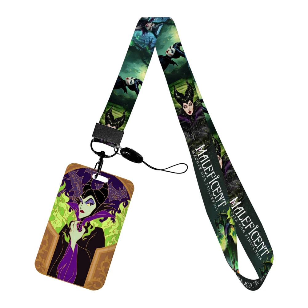 Disney Villains ID Badge Holder Neck Strap Pendant Door Card Holders Lanyards Girls Lanyard Student Kids Credential Holder