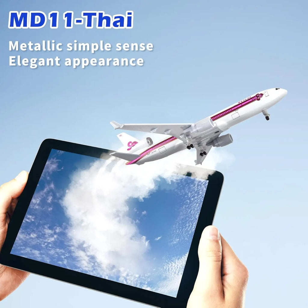 1/300 Scale Airplanes thai MD11 Plane Model Metal Alloy Diecast Aircraft With Wheels Base Authentic Collectible Gift