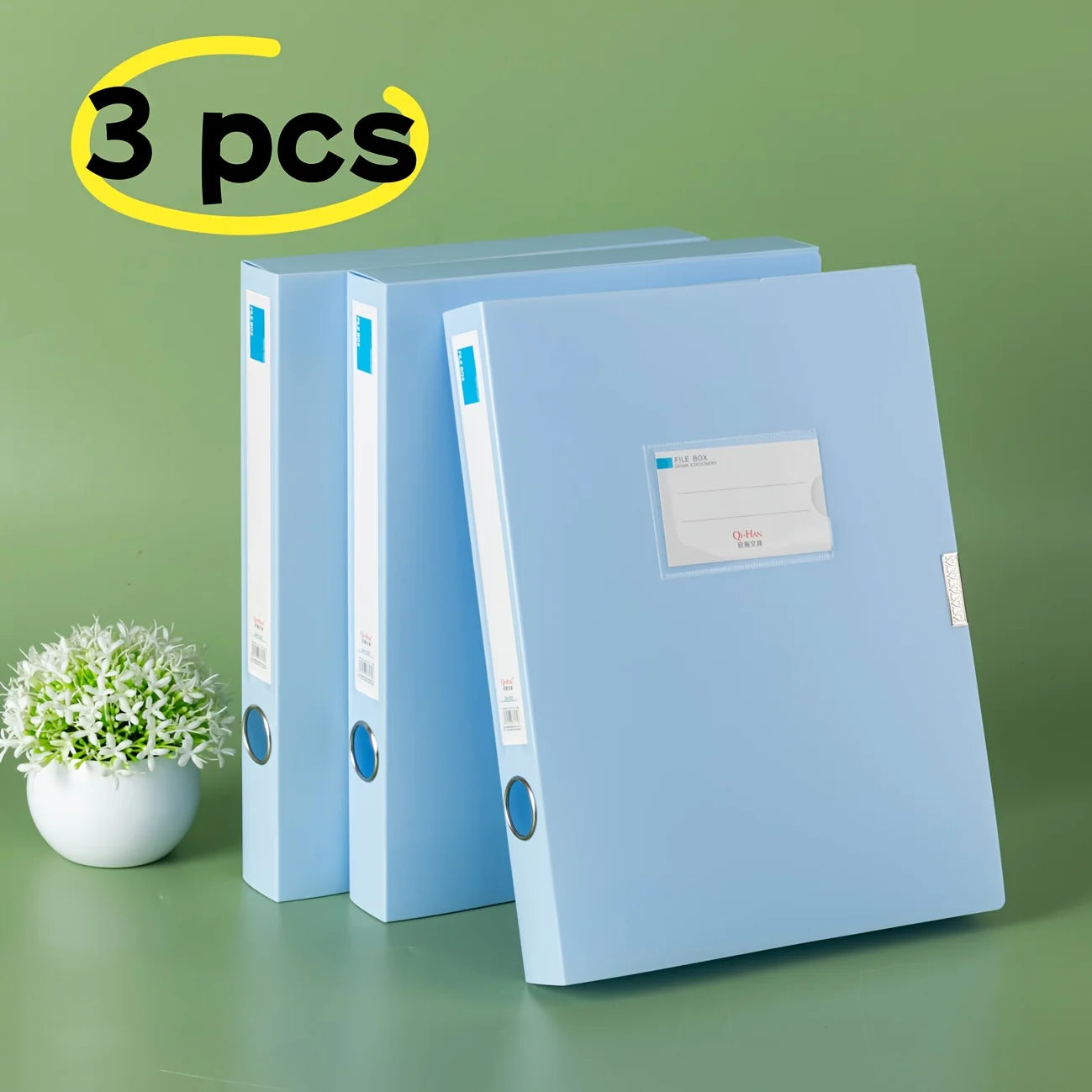3pcs Large Capacity Plastic File Boxes for Office Use - Document, Personnel Records, Financial Accounting, and Invoice Storage