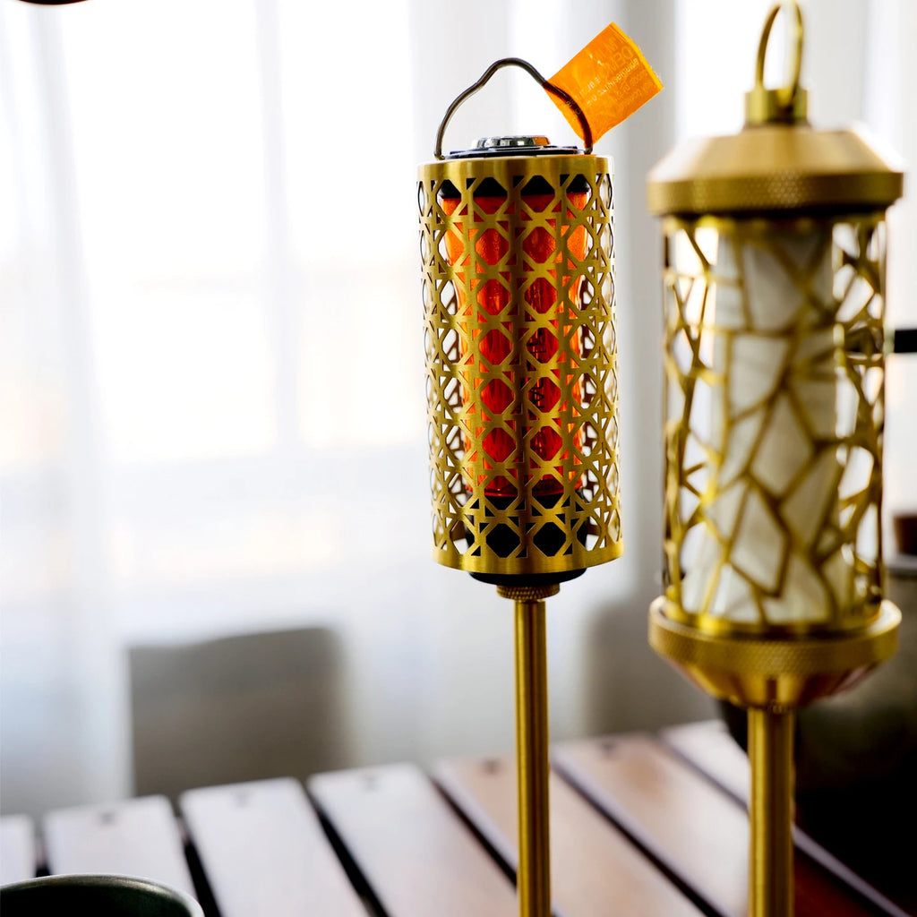Camping lamp shell made of brass material, decorative replacement of camping lamp with creative woven pattern shell cover