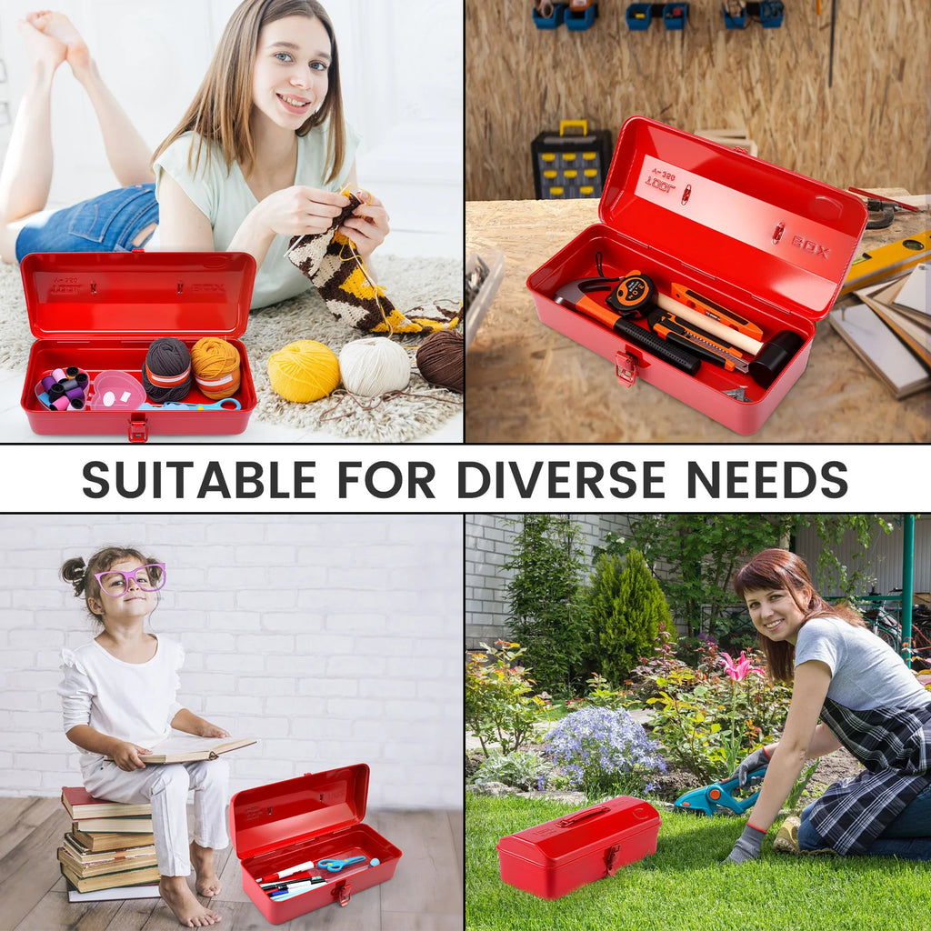 Hardware Metal Toolbox Portable Large Metal Toolbox Car Storage Household Repair Tool Storage Box with Lid Locking Organiser Box