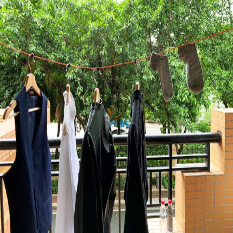Portable Retractable Clothesline Windproof Anti-slip No Drill Hanging Rope for Travel Hotel Indoor Outdoor Drying