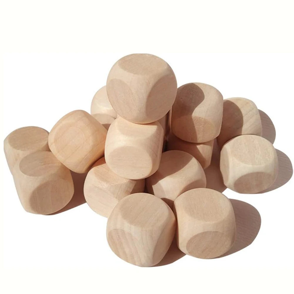 10 Pcs Blank Wooden Dice Unfinished Square Blocks 6 Sided Wood Cubes with Rounded Corners for DIY Craft Projects