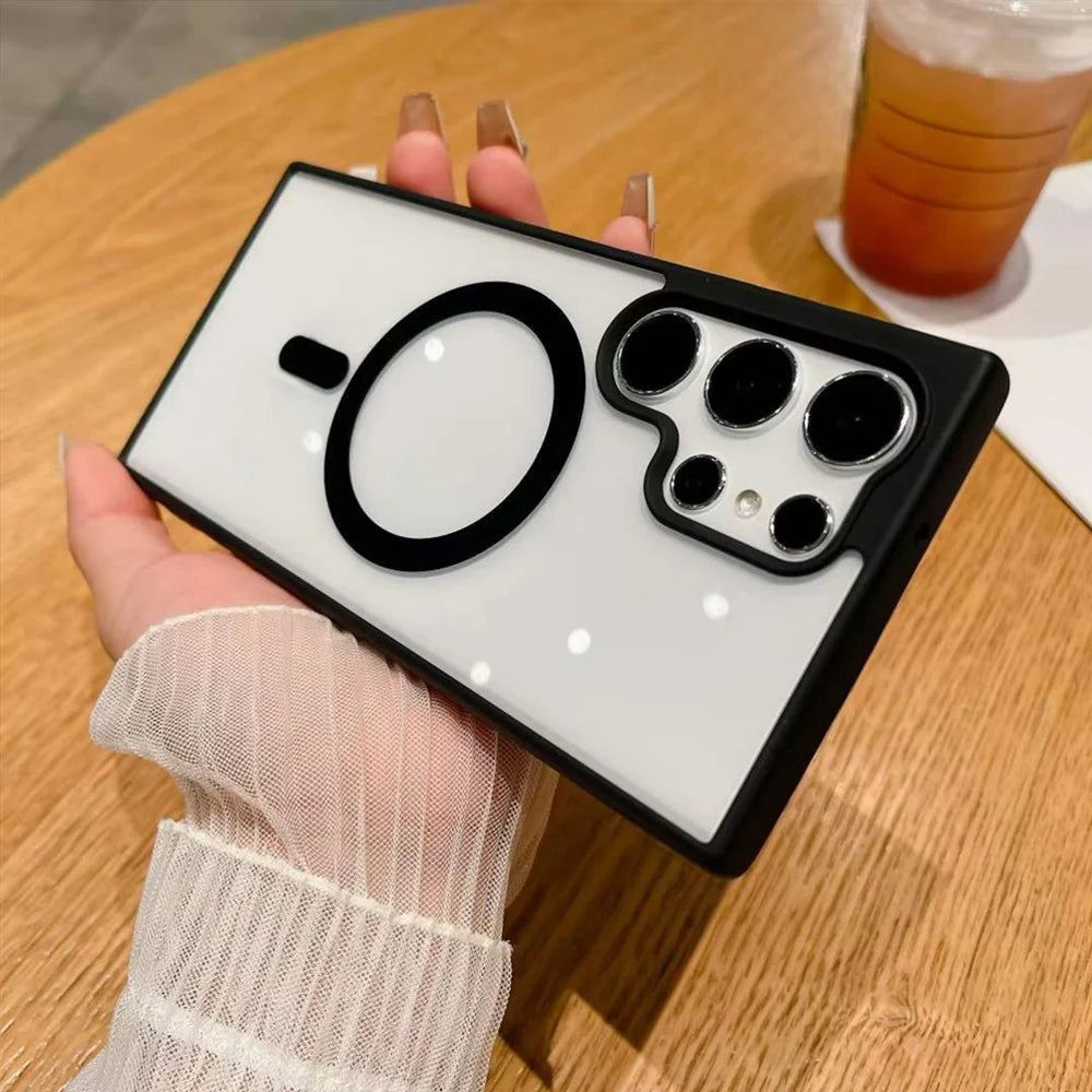 Transparent Magnetic Phone Case For Samsung A57 A54 A56 A36 A55 A35 A26 A25 A16 A06 S26 Ultra S25 S24 S23 FE S22 Plus Hard Cover