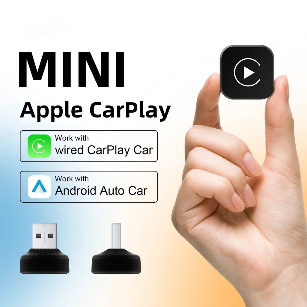 Ultra Mini 2-in-1 Wireless CarPlay&Android Auto Adapter 5.8GHz WiFi Plug&Play for 99% Factory Wired Cars BT 5.0 OTA Upgrade