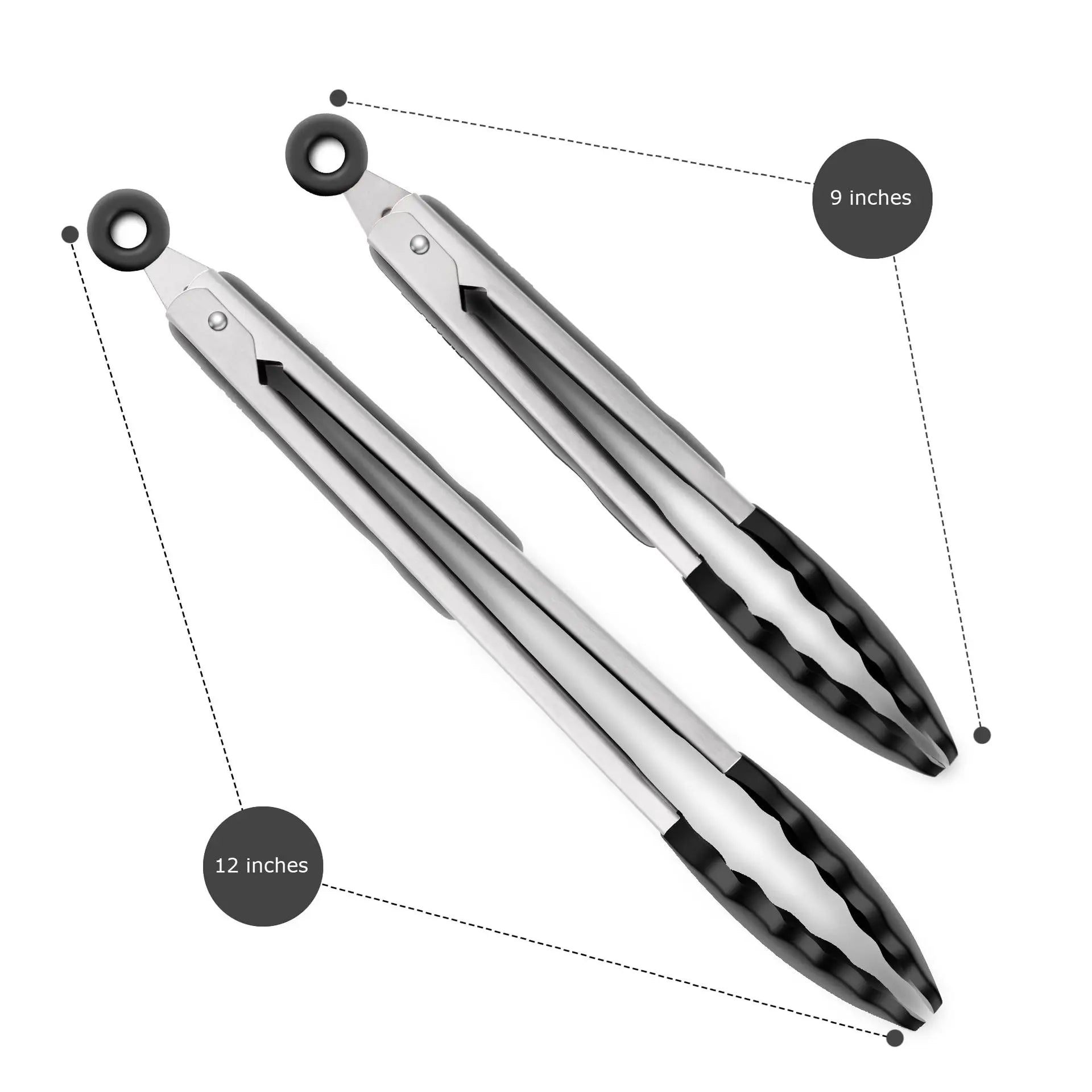 Premium Stainless Steel Silicone Food Tongs 1/3Pcs Non Stick Heat Resistant BBQ Cooking Clamp For Steak Salad Pasta Noodles