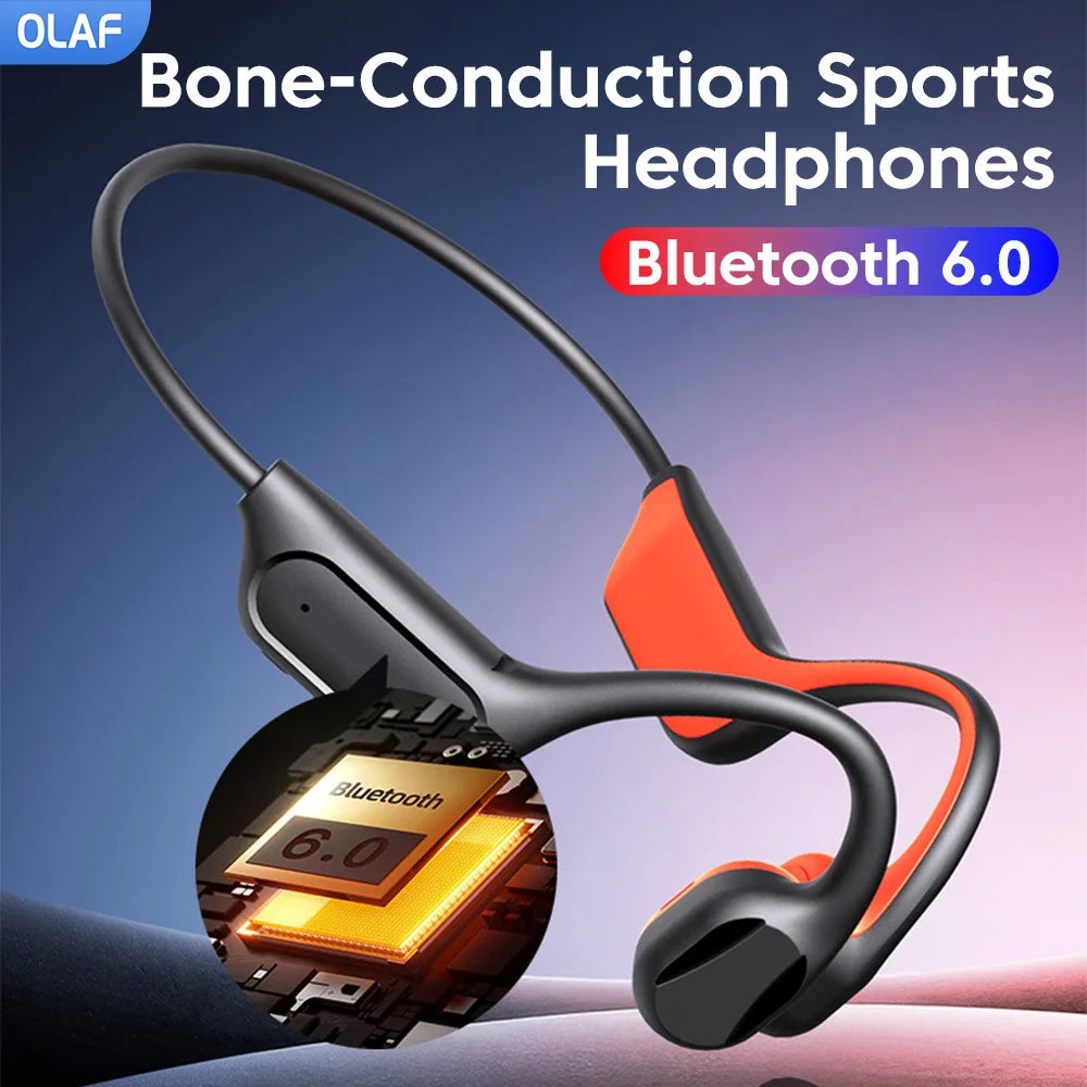 Bone Conduction Earphones Sport Wireless Headphone Bluetooth 6.0 Headset Hands-free with Mic for Running Support For TF Cards