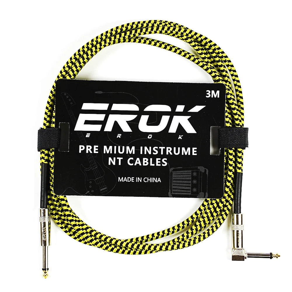 EROK 1.5/3/6/10M Guitar Audio Cables Anti-Noise Line 6.35mm Male to Male Colorful Braided Line Pedal Guitar Bass Universal Cable