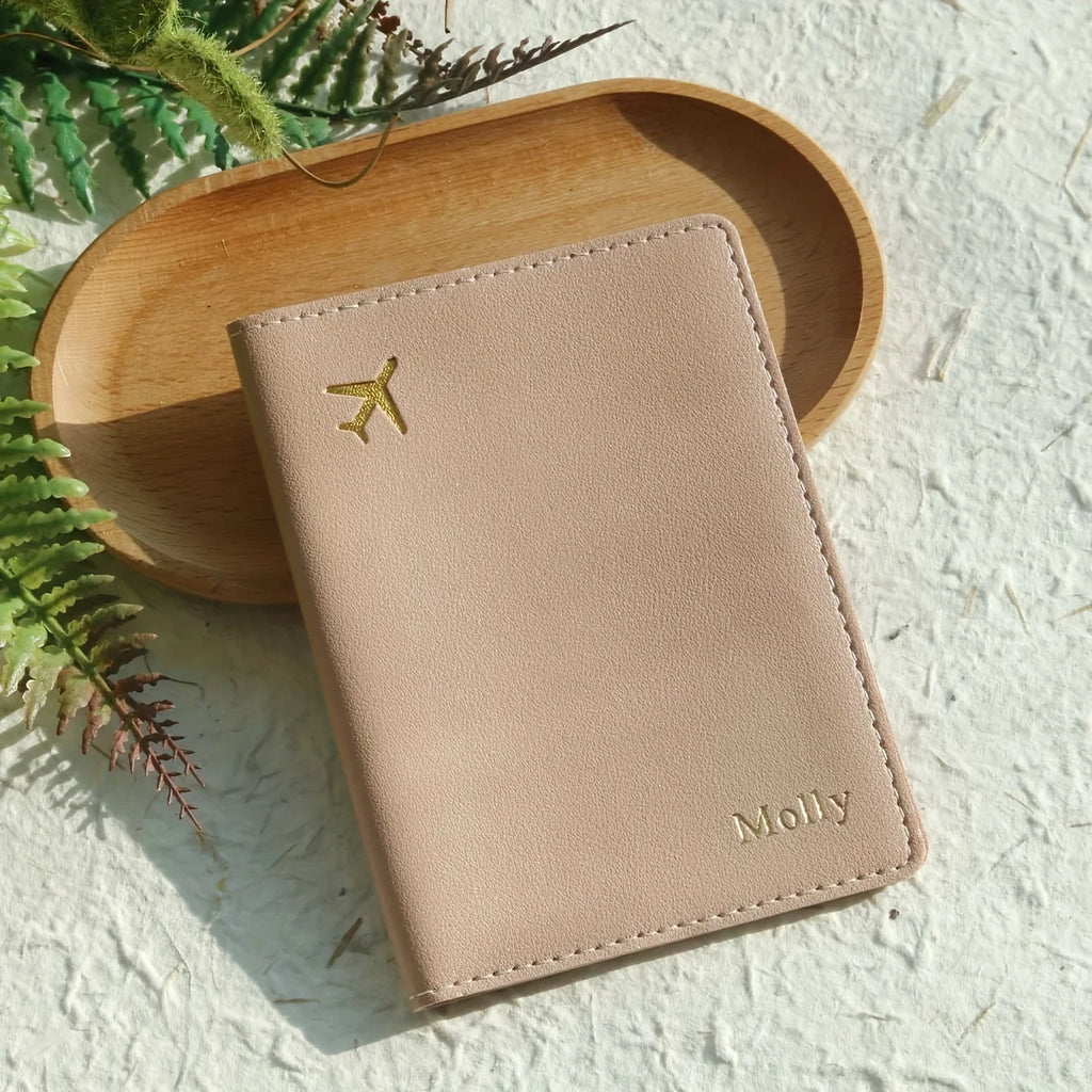 Customized Name PU Leather Travel Passport Gilding Letters Protective Case Personalized Thickened Passport Holder Case
