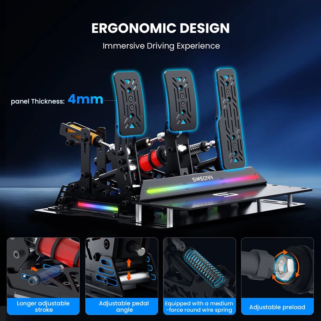 SIMSONN PRO X Ultra Sim Racing Pedals Pressure Sensor Pedal Support VAM VAM RPO Vibration Motor PC Racing Simulator Pedals
