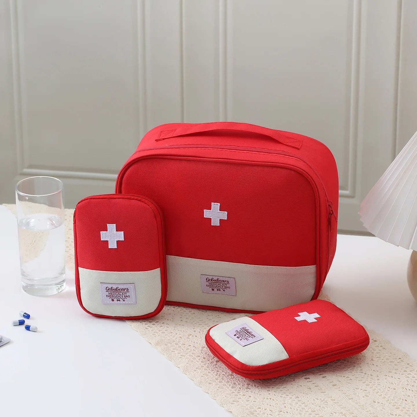 3Pcs Waterproof Oxford First Aid Bag Set, Portable Empty Medicine Pouch for Camping Hiking Travel Home Survival