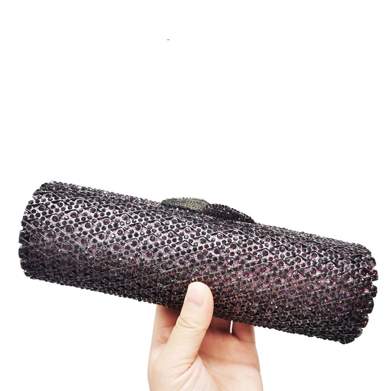 Blue Crystal Long Evening Clutch Luxury WHTUOHENG Diamond Wedding Purses Bridal Handbags Rhinestone Party Prom Clutches Bags