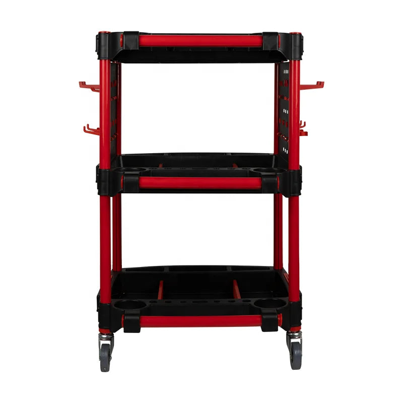 Rolling Storage 3 Layer Platform Hand Plastic Tool Trolley Workshop Cart Wheel Stainless Steel