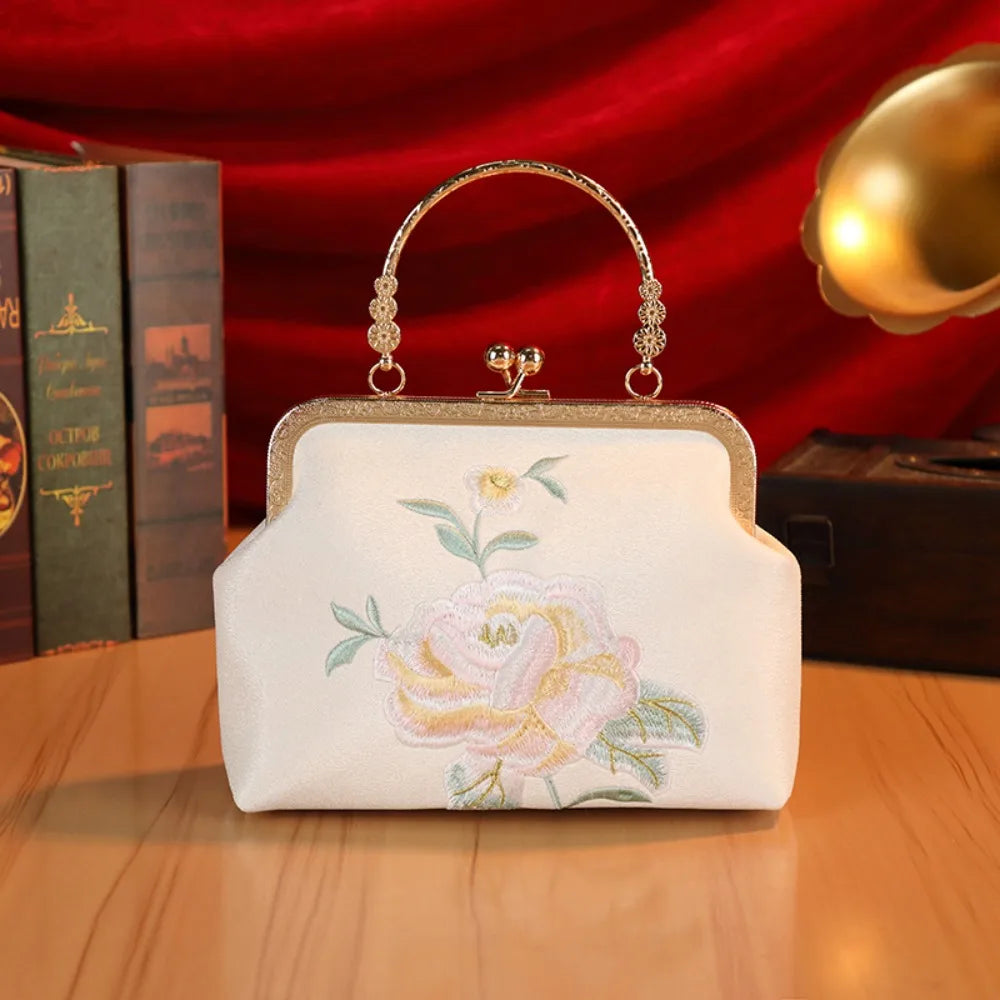 Popular Chinese Style Banquet Bag Embroidery High Capacity Shoulder Bag Pearl Handle Trendy Crossbody Bag Women