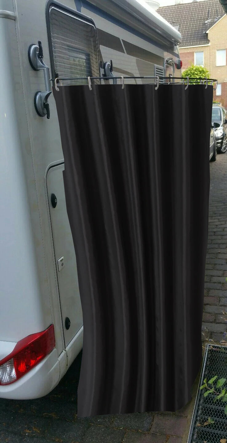 A Set RV Black Shower Curtains Waterproof Fabric Bath Curtains Durable RV And Camper Van Bathing Cover With Hook Rod Bag