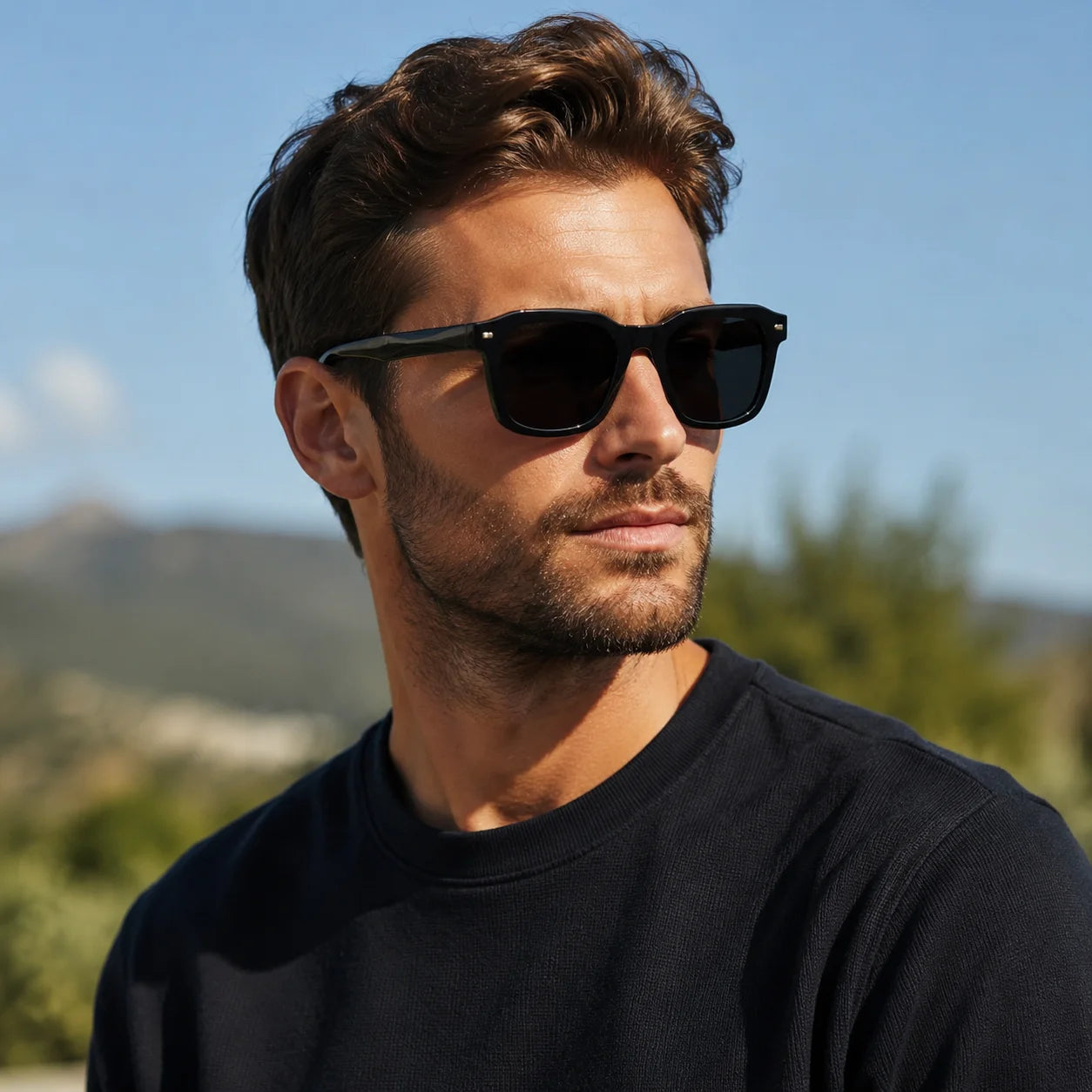 Square Frame Full Rim Sunglasses Men Vintage Street Style UV400 Protection Trendy Designer Eyewear Retro Fashion Sun Glasses