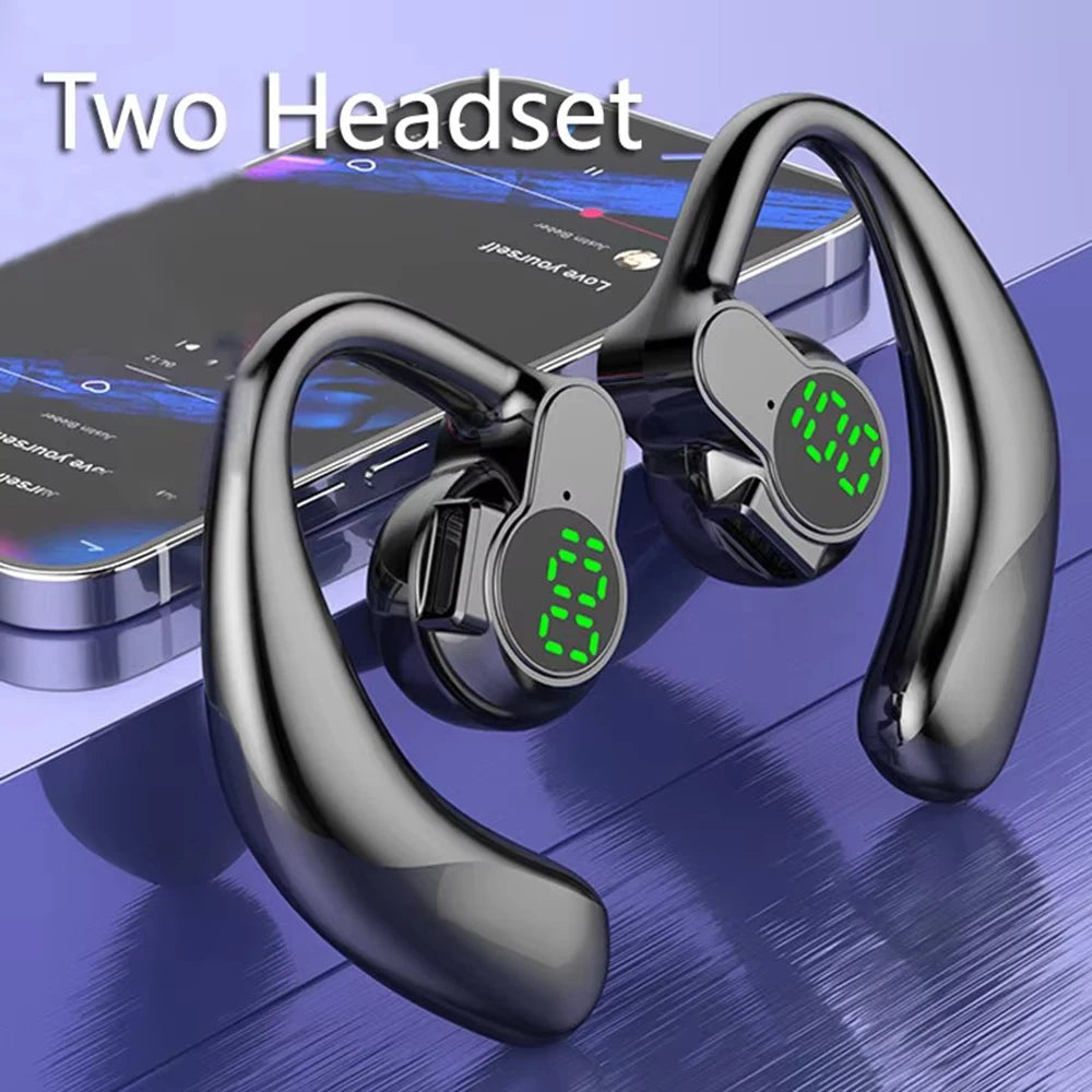 Bluetooth 5.4 Open 180° Rotation Wireless Business Headset With Mic Air Conduction Ear-hook Touch Control Sports Hifi Earphone