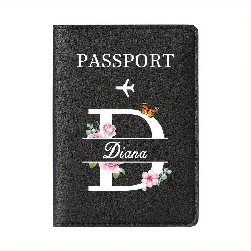 Personalized Custom Black Passport Holder with Custom Name - 26 Letters and Surname. Fashionable Foldable Travel Accessory