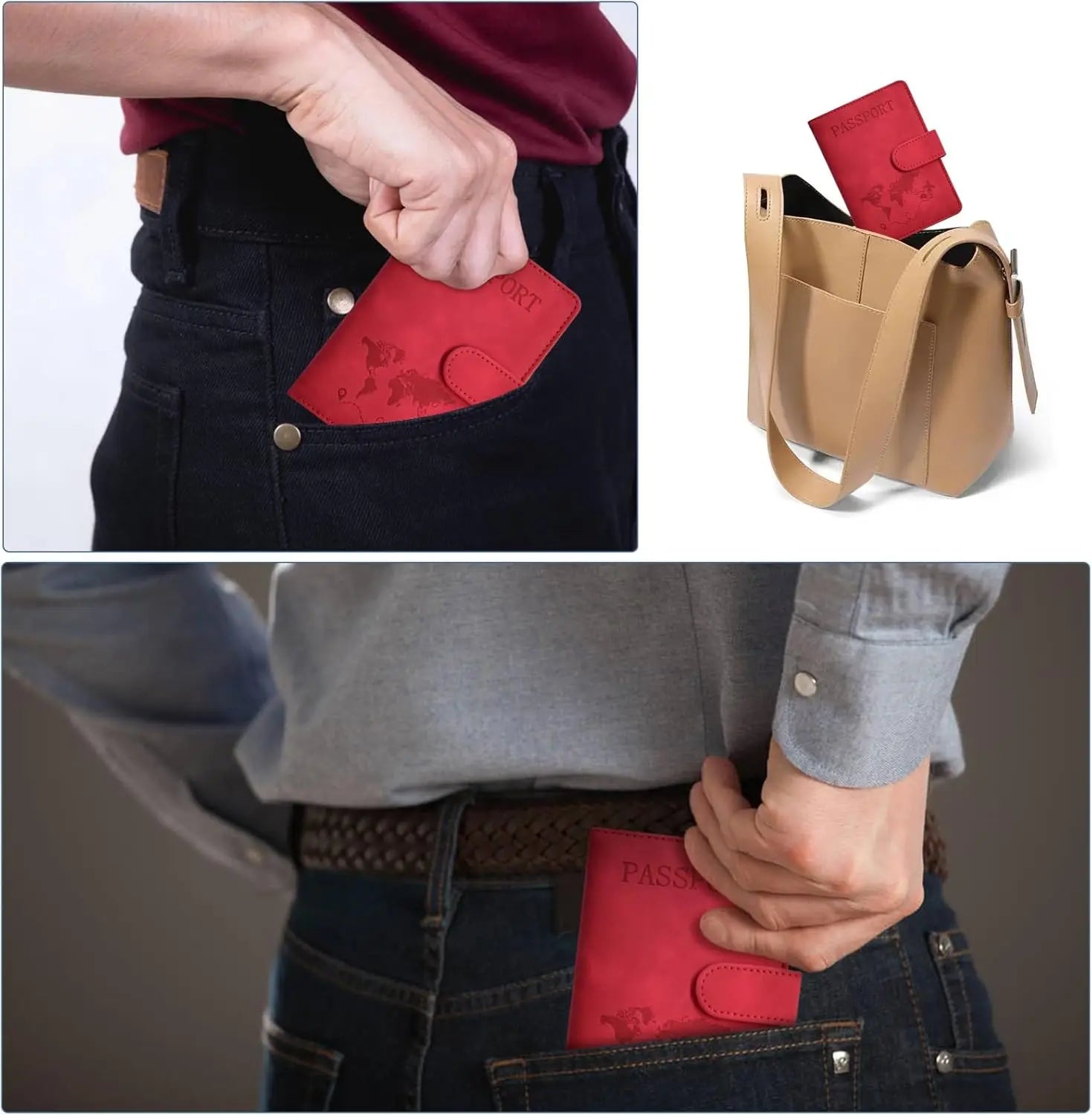 Passport Holder, Passport Cover with Credit Card Slot Passport Wallet Case Book Travel Must Have