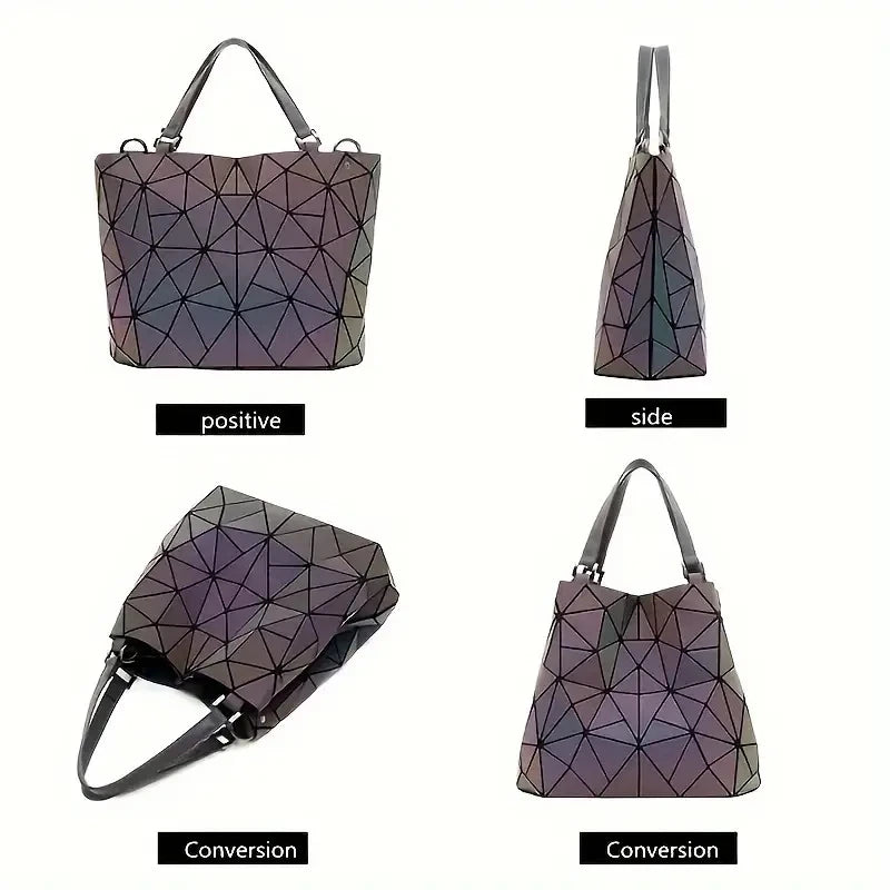 luminous Messenger Bag set handbag fashion holographic geometric  tote bag women Shoulder Bag 3pcs 1pcs