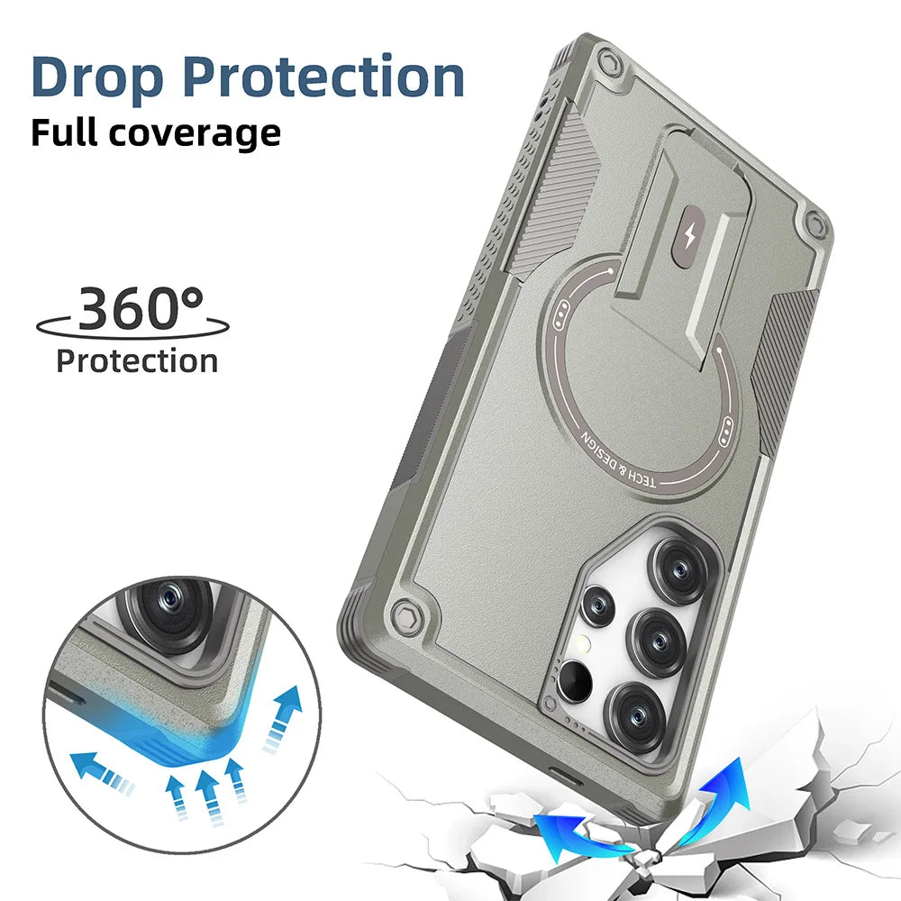 Luxury Armor Magnetic Phone Case for Samsung A56 S26 S24 S25 Ultra A07 A17 A16 A55 A54 A36 A16 A06 Anti-drop Protective Cover