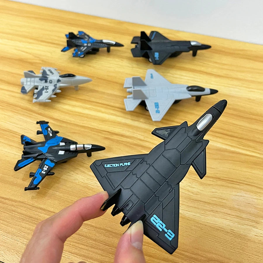 6pcs Fighter Jet Model, Aviation Aircraft Combination Toy, CHILDREN'S Inertial Sliding Toy, BOY'S Home Decoration Display
