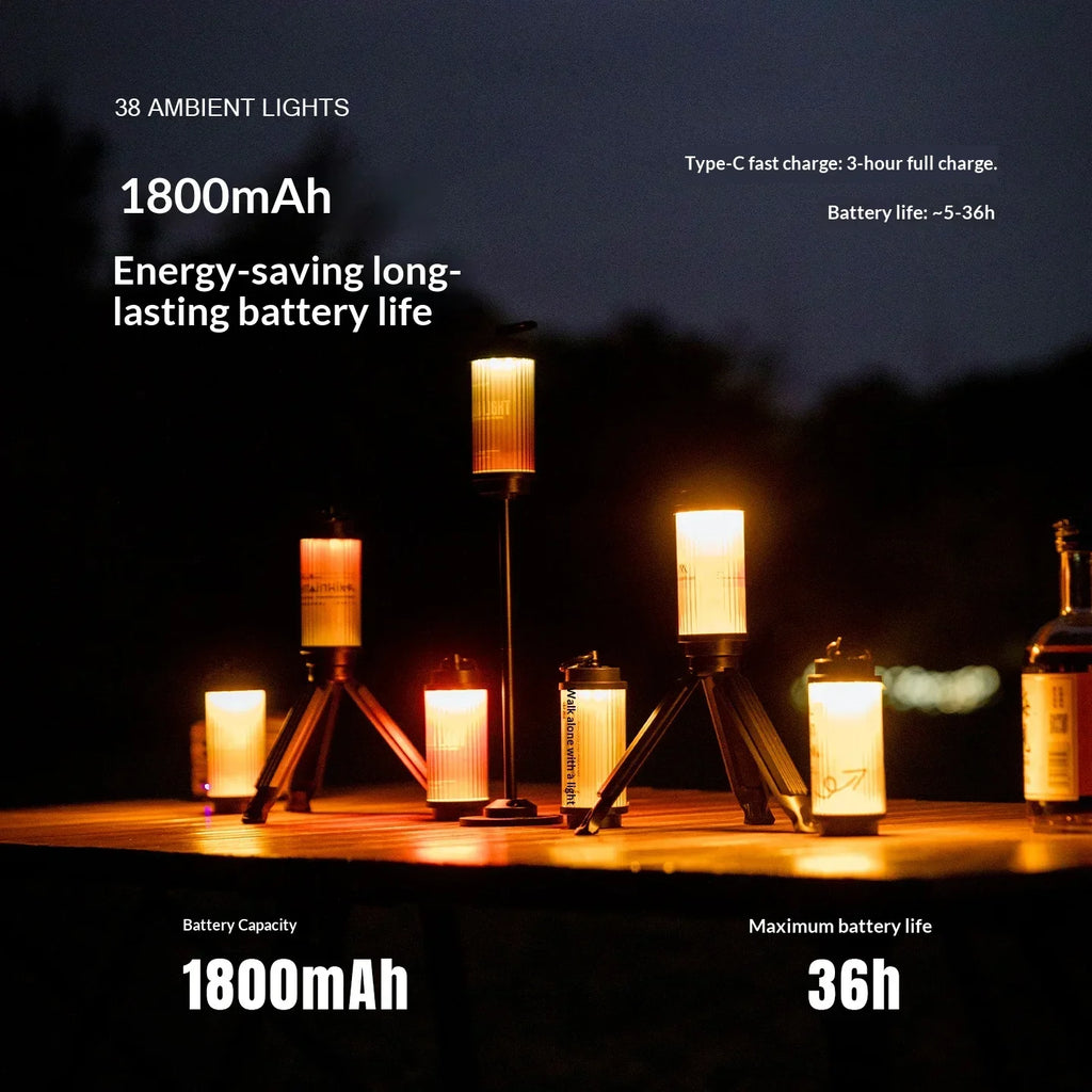 MOUNTAINHIKER 1800mAh LED 38 Ambient Camping Lantern Outdoor Portable Hanging Light with Ultra-Long Battery Life for Ambiance