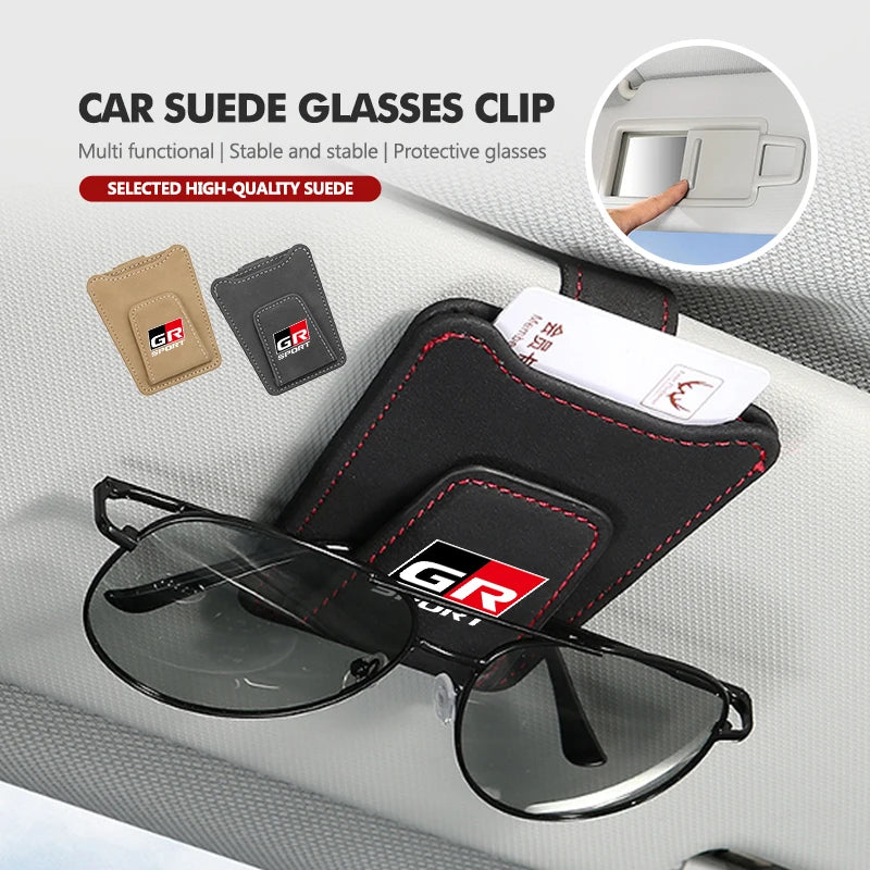 For Toyota Multifunction Car Glasses Clip Auto Suede Sunglasses Card Storage Clip C-HR CHR Logo 2016 2017 2018 2019 2021 2022