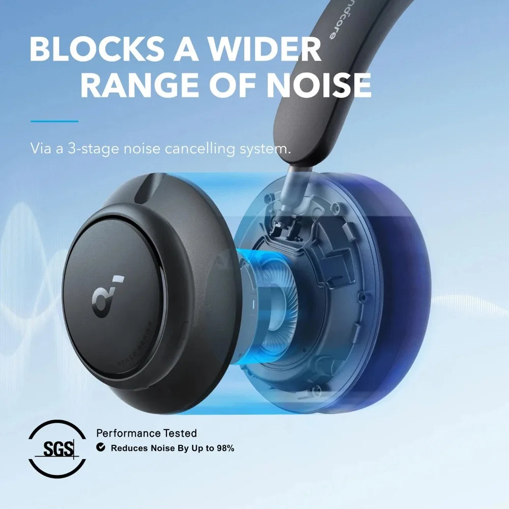 Soundcore Space Q45 Over Ear Bluetooth Headphones Adaptive ANC LDAC Hi-Res Audio Wireless 50H Playtime 40mm Dual-Layer Driver