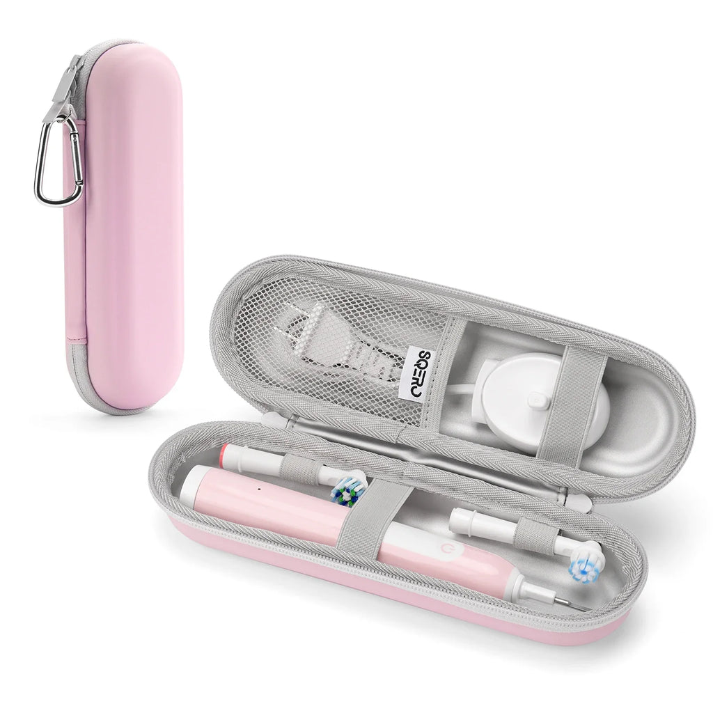 Waterproof Toothbrush Case for Oral-B/Philips - Secure Elastic Straps and Breathable Mesh Storage, Compact PU Travel Organizer