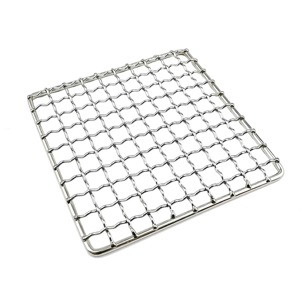 Camping Grill Grate Mesh Pads Square Round Grilling Net Fire Cooking Outdoor Picnic BBQ Camping Pot Firewood Rack