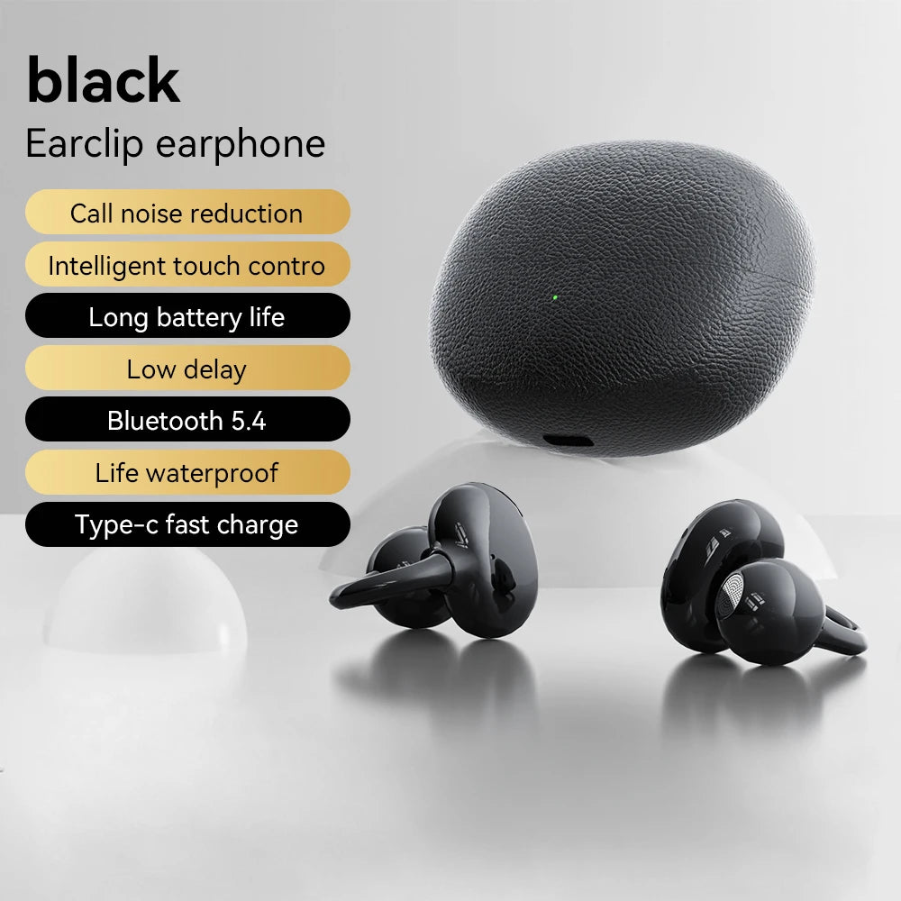 Fashion Plated Ear Clip Type True Wireless Bluetooth Headsets 0 Delayed Game HD Call Run Headphones Clip-On Earphones With Mic