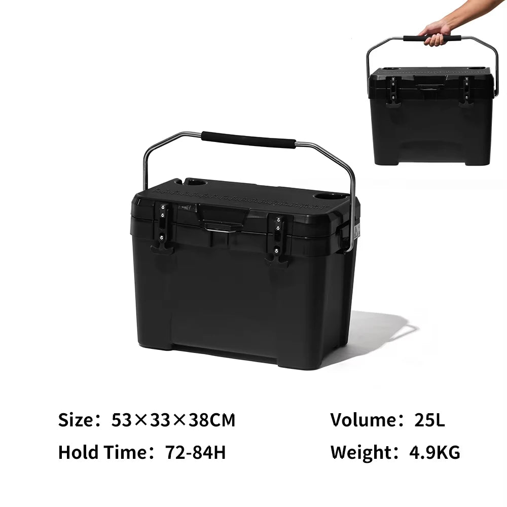 Portable 25L Insulated Cooler Box Camping Refrigerator Large Capacity Car Food Storage Barbecue Ice Chest Outdoor Chiller