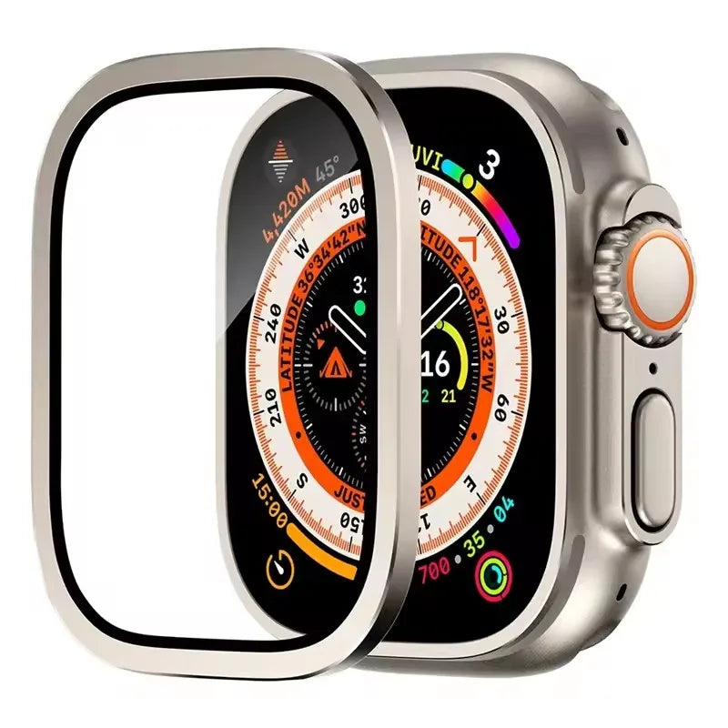 Aluminium Alloy Case+Tempered Glass for Apple Watch Ultra 3 2 1 Anti-Scratch Screen Protector for iWatch Ultra 2 49mm Cover Film
