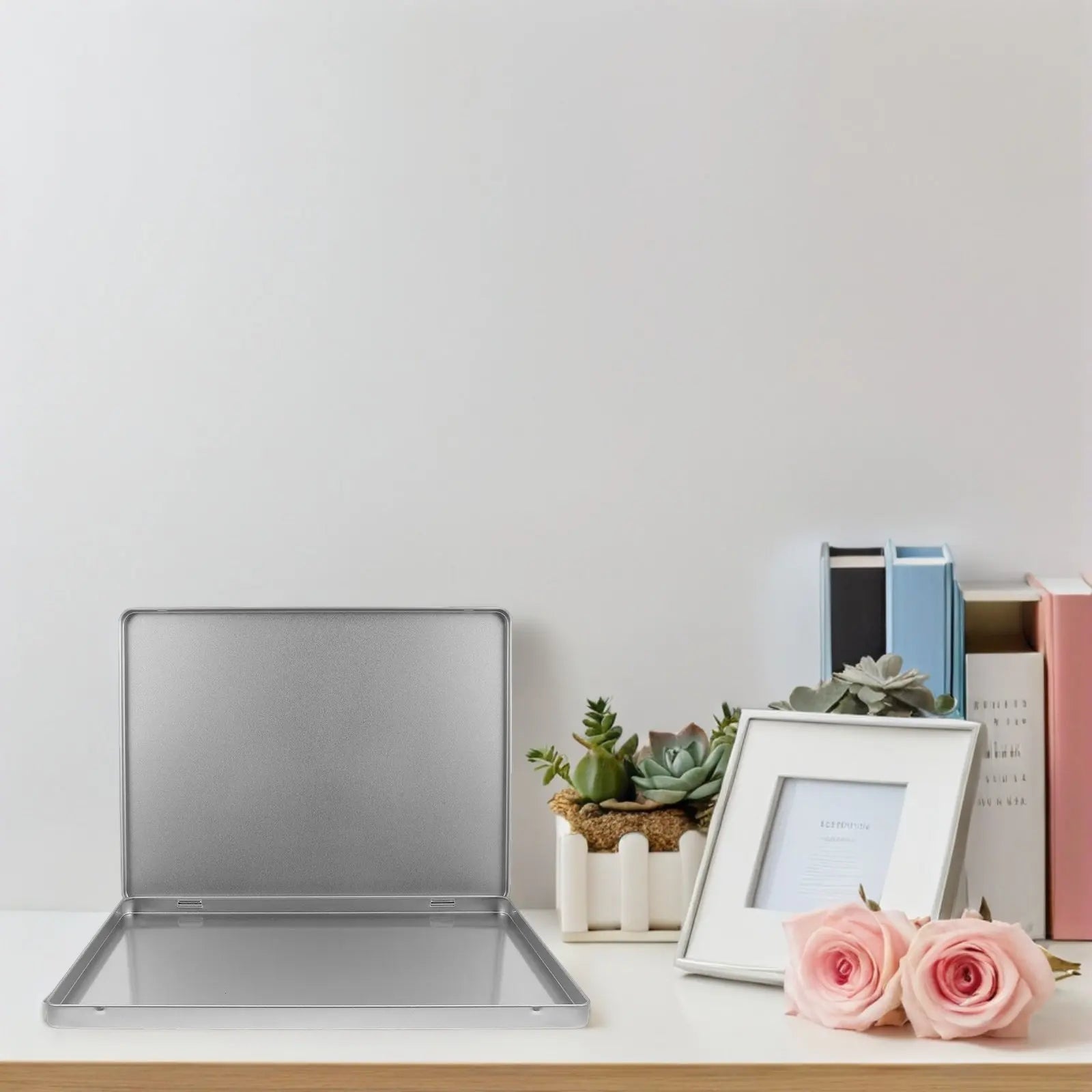 Box: A4 Large Capacity Iron Storage Organizer Portable Document Paperwork Organiser Photo Receipt Holder Lid