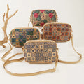 8pcs Crossbody Bags Women Retro Cork Leather National Printing Light Protable Cross Phone Bag