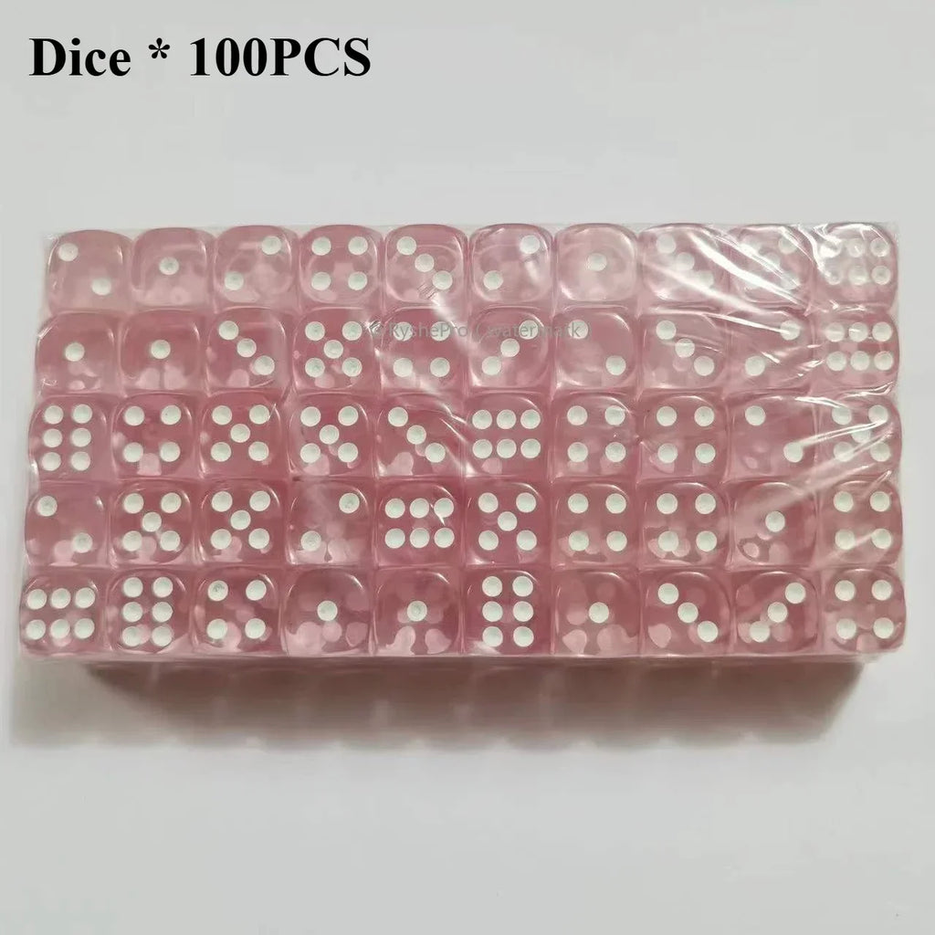 100 Pieces Colored Dices 14mm 6 Sided with Acrylic Material Standard Game Dice Set for Board Games Parties Classroom Math Dice