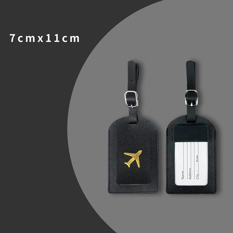 1Pc PU Leather Luggage Tag Travel Suitcase Name ID Label Identifier Bag Tag Travel Accessories
