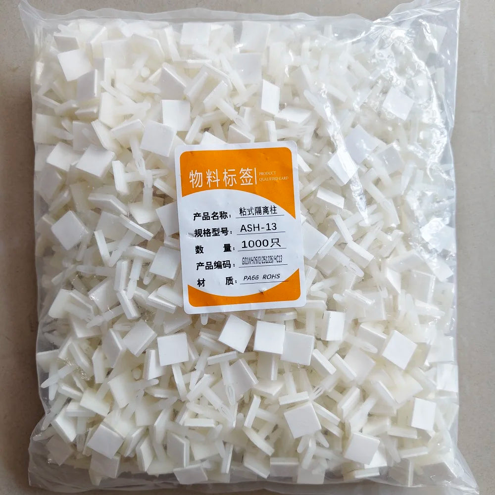 1000Pcs HC-5/6/8/9/11/13/16 3mm Nylon Plastic Stick On PCB Spacer Standoff Locking Snap-In Posts Fixed Clips Adhesive