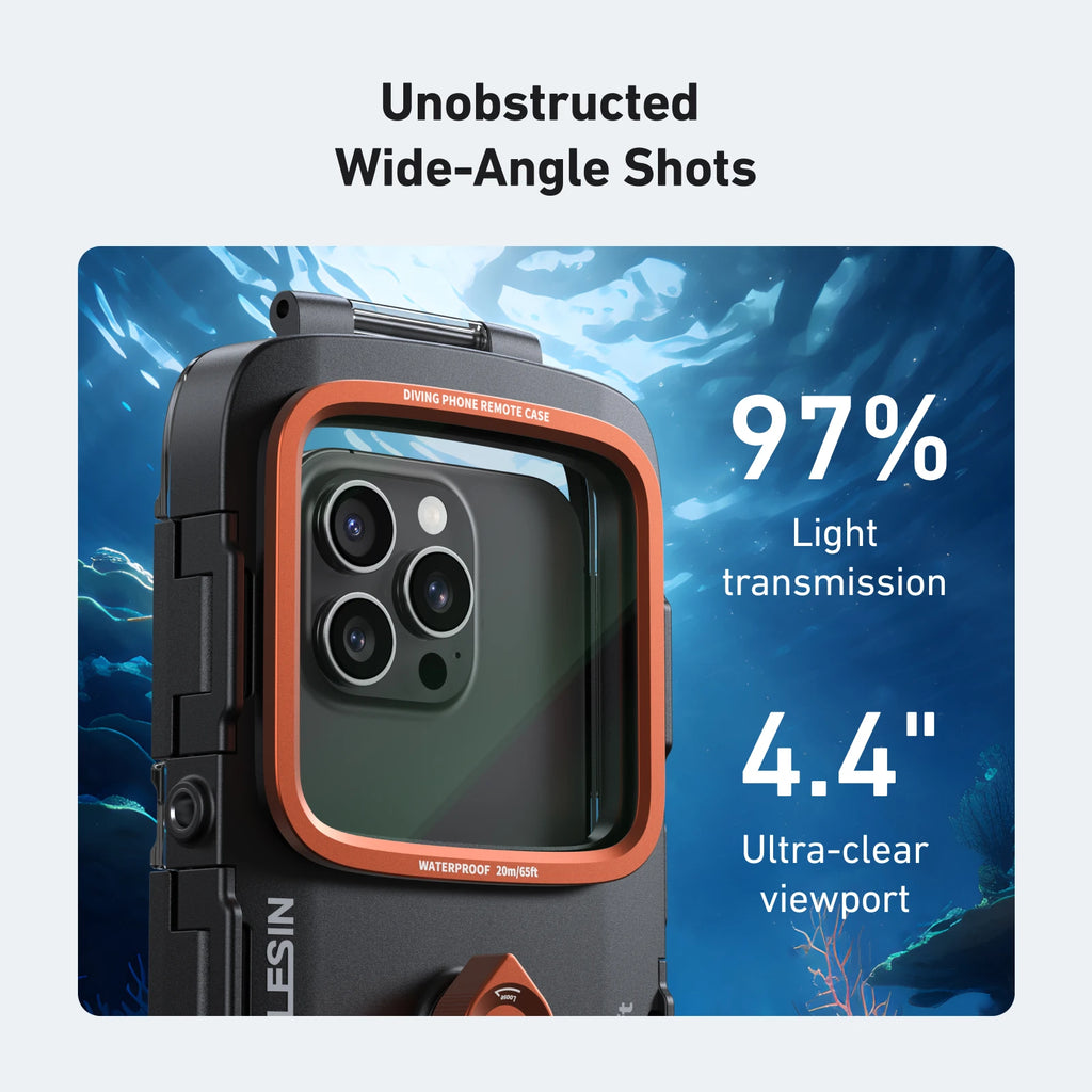 TELESIN Underwater Snorkeling Diving Phone Waterproof Case Universal Underwater Photo & Video Diving Housing Handle Grip
