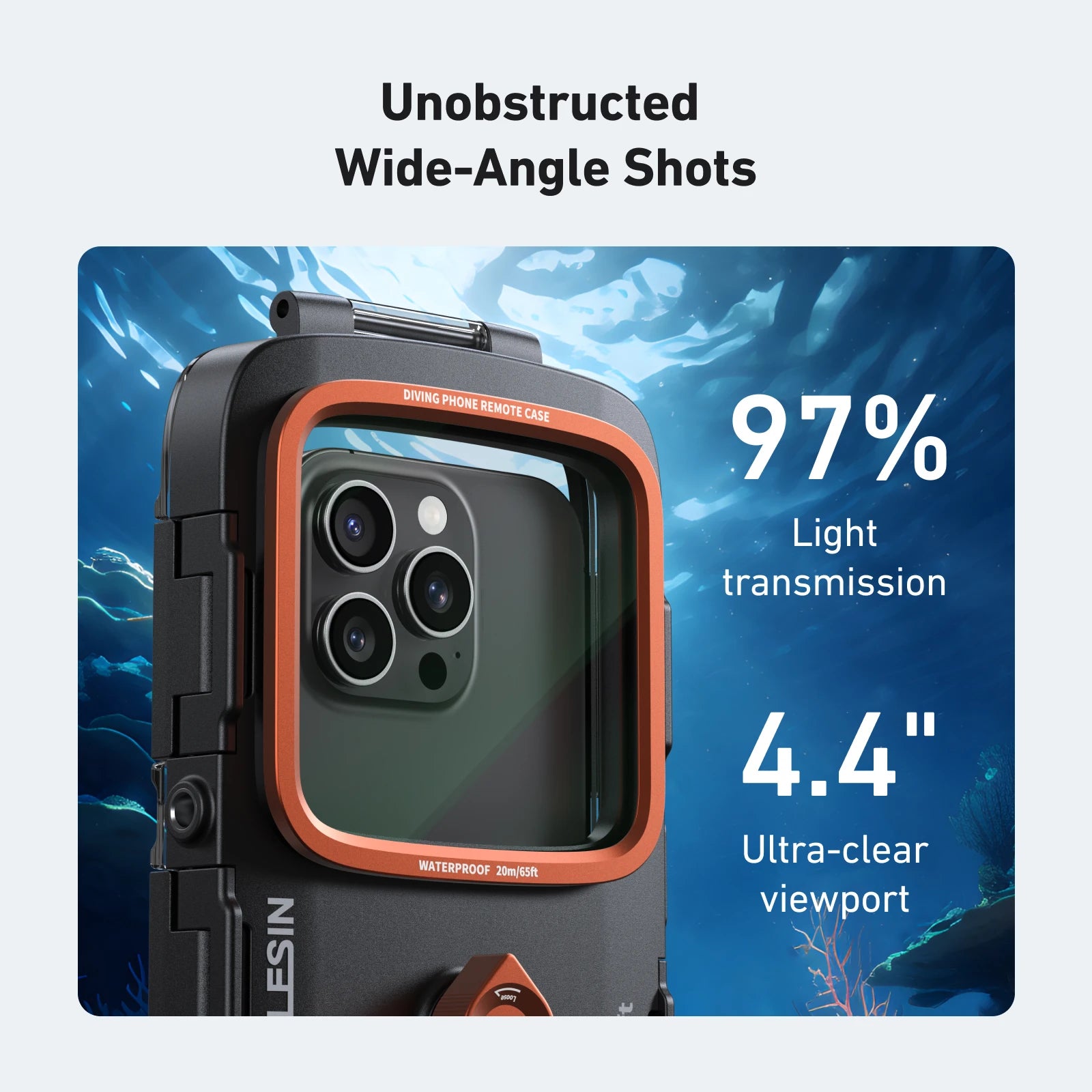 TELESIN Underwater Snorkeling Diving Phone Waterproof Case Universal Underwater Photo & Video Diving Housing Handle Grip