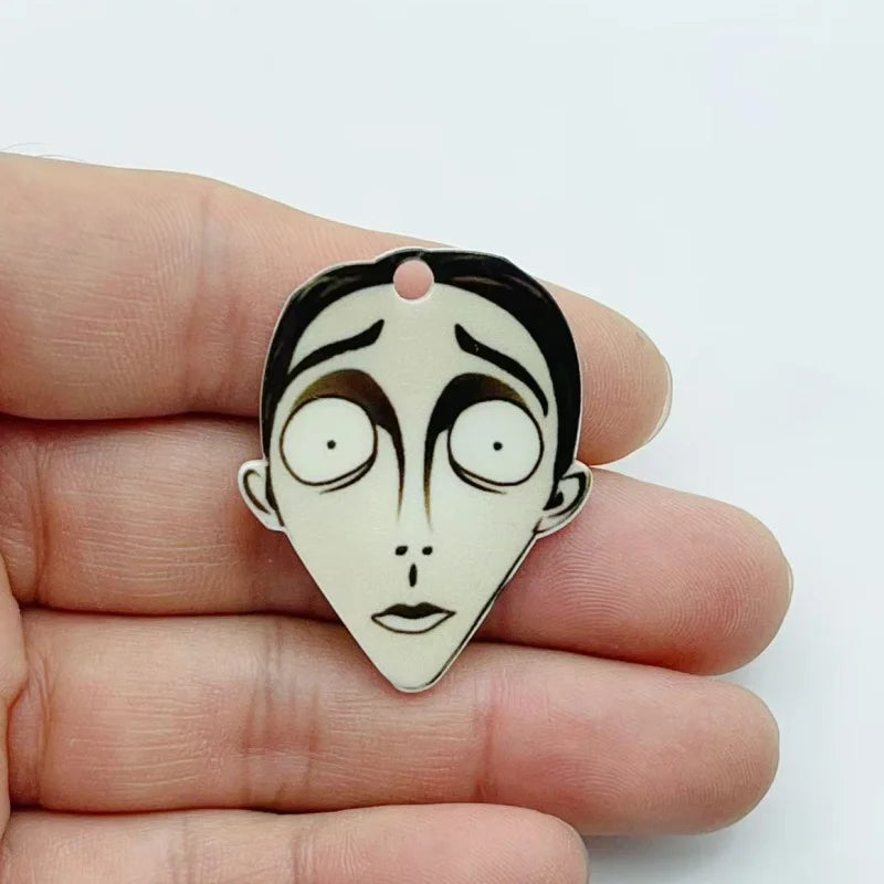 10 pieces of mixed Halloween acrylic charm Gothic cartoon flat pendant DIY handmade keychain