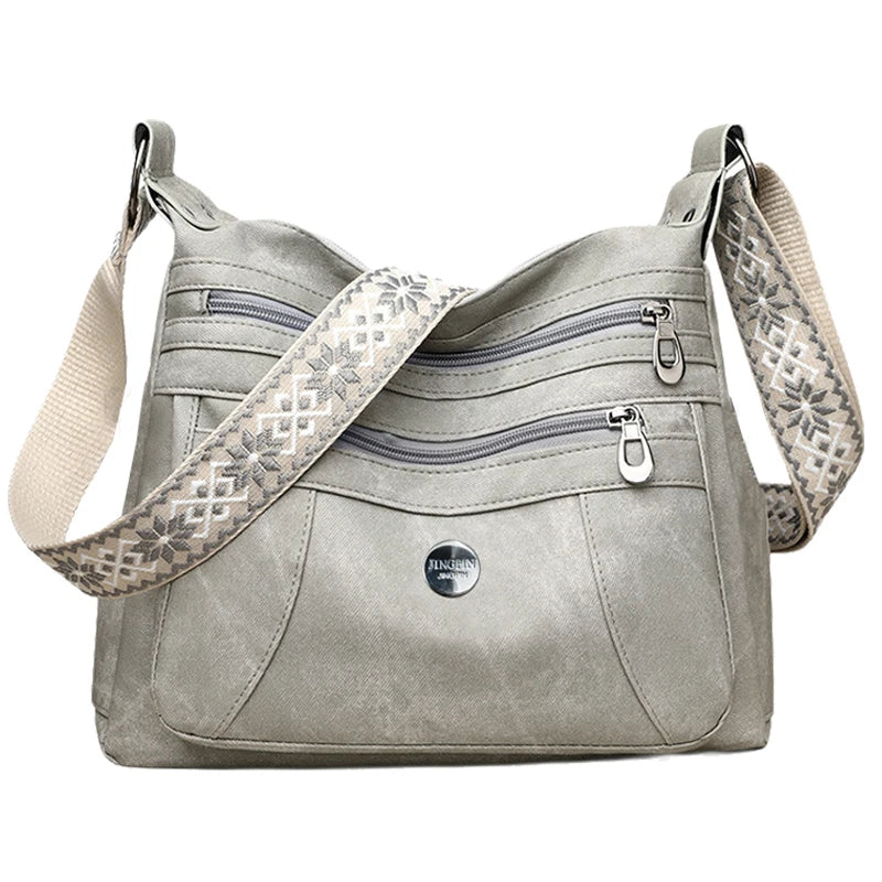 Multi-Color Casual Crossbody Bag with Patterned Strap, Versatile, Multi-Compartment, Daily Commuting, Fashionable & Practical