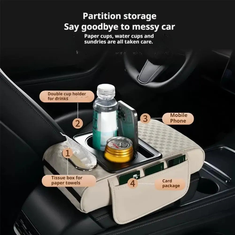 Car Tissue Box Central Elbow Heightening Pad Universal Car Armrest Box Mat Storage Bag Multi-function Car Interior Storage Box