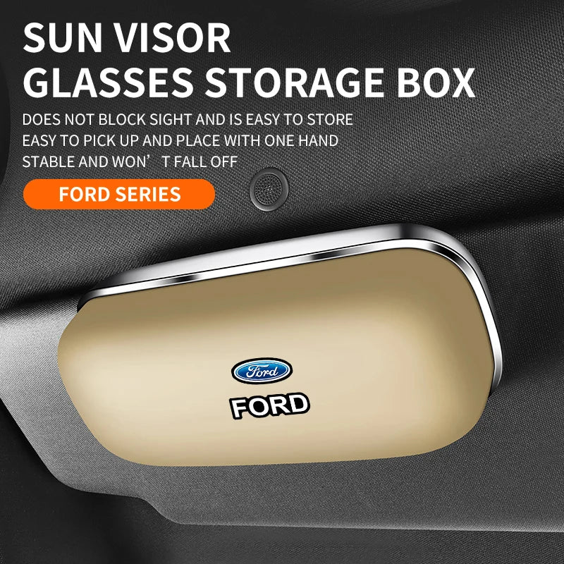 For Ford Mondeo Focus Explorer Escape Kuga Everest Bronco F-150 Ranger Transit Car-Mounted Sunshade Eyeglass Case