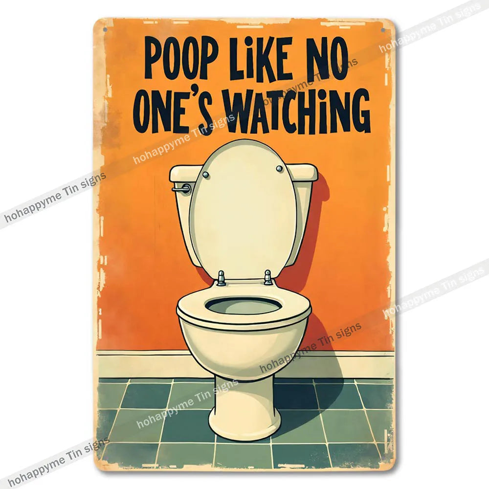 Retro Metal Tin Bathroom Signs Wall Decor for Home Restroom Vintage Toilet Humor Art Unique Gift Ideas