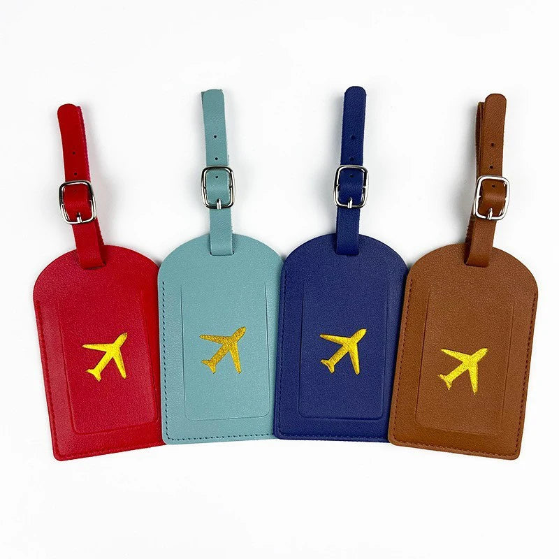 1PC Portable PU Leather Luggage Tag Suitcase Identifier Label Baggage Board Bag Tag Name ID Address Holder Travel Passport Card