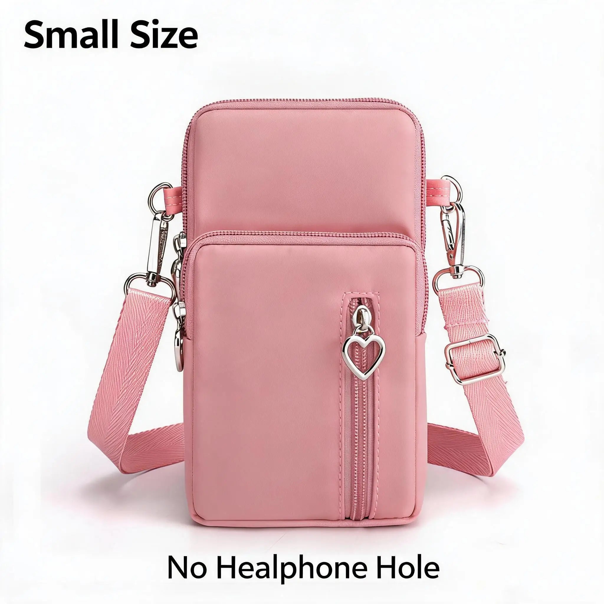 Waterproof Nylon Mini Crossbody Phone Bag for Women Heart Metal Zipper Multi Compartment Shoulder Arm Bag Phone Purse Wallet